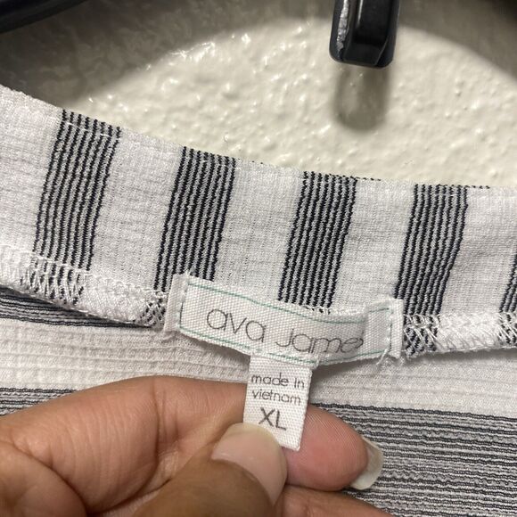 ava james tunic top xl gray white extra large stripes lightweight tt - Picture 3 of 11